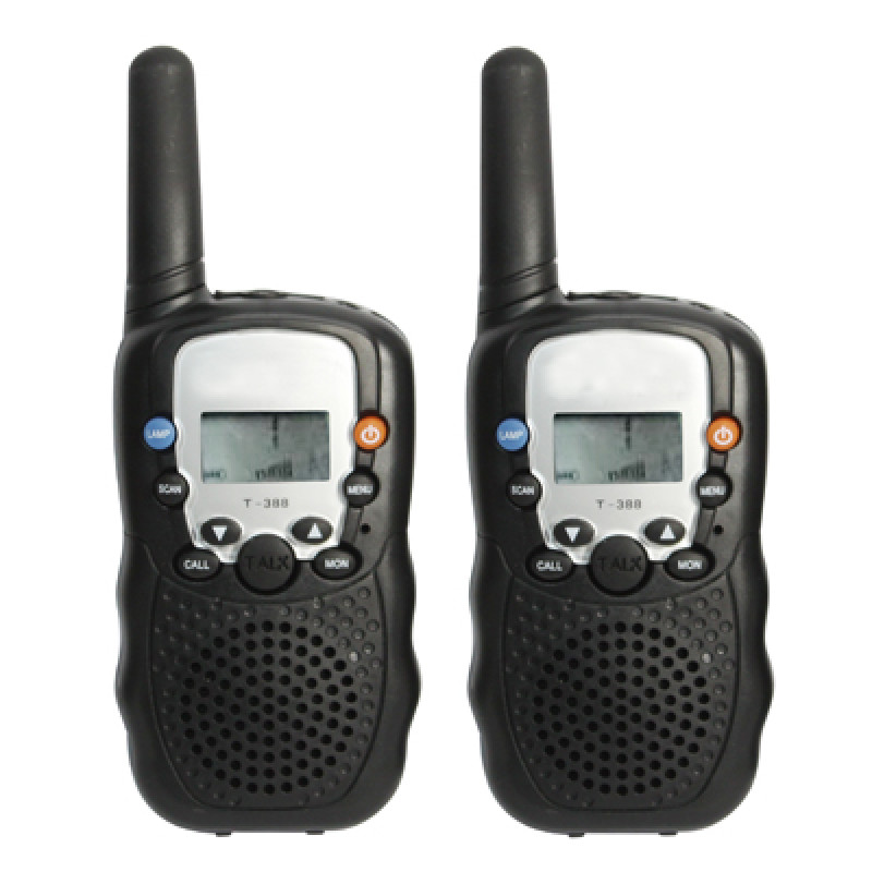 2 PCS T-388 Walkie Talkies, Support 8 channels, Scan Channel and Monitor Function, Frequency range: Frequency range: 446.00625-446.09375MHz(Black)