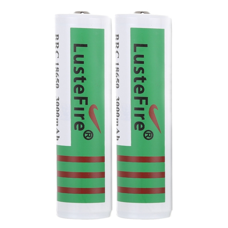 LusteFire 2 PCS 3000mAh 3.7V BRC 18650 Rechargeable Lithium Battery