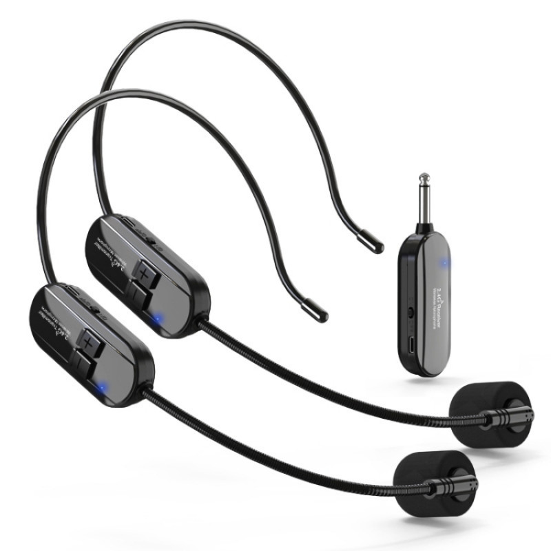 1 for 2 6.35mm Interface Wireless Head-Mounted Condenser Microphone Anti-Howling Loudspeaker 1 for 2 6.35mm Interface Wireless Head-Mounted Condenser Microphone Anti-Howling Loudspeaker