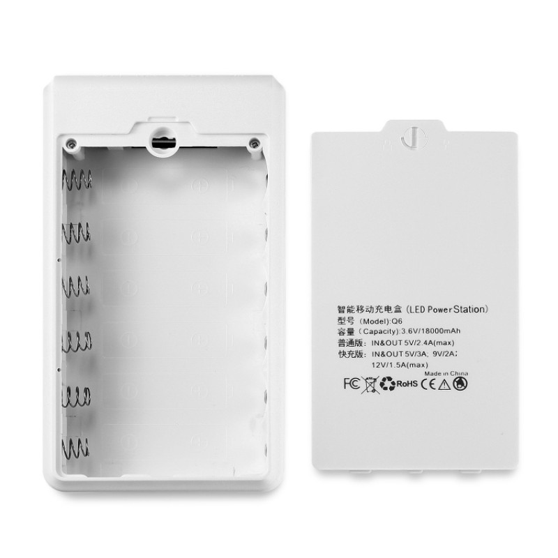 Q6 Removable 6 Sections 18650 Battery Box Charger Case, Style: Flash/Fast Charge(White)