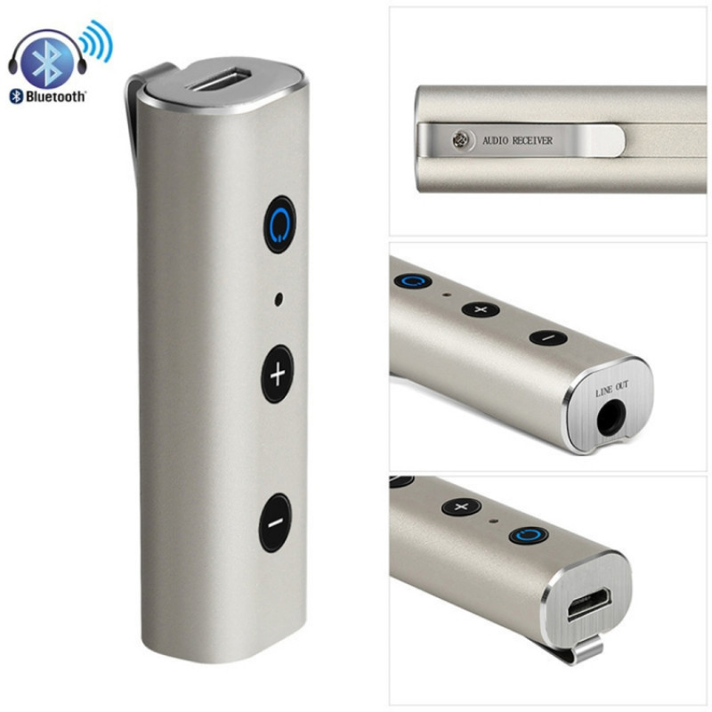 BT810 Bluetooth V4.2+EDR Wireless Bluetooth Transmitter Receiver Music Adapter with 3.5mm Audio Plug & USB Cable(Gold)