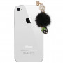 Fashion Strawberry & Plush Ball Style Earphone Dock Port Anti-dust Plug for iPhone 4S / 4 / iPod / iPad (Black)