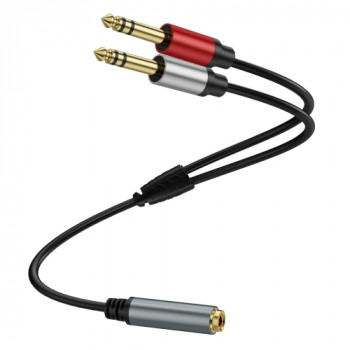 0 3m Gold Plated 6 35mm Female to 2 x 6 35mm Male Stereo Audio Adapter Y Splitter Cable Black 0 3m Gold Plated 6 35mm Female to 2 x 6 35mm Male Stereo Audio Adapter Y Splitter Cable Black