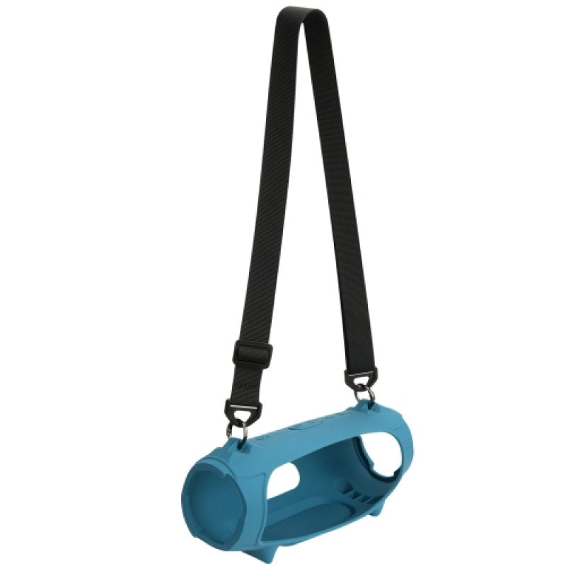 For JBL Charge 5 Speaker Silicone Case with Shoulder Strap Carrying Bag Blue