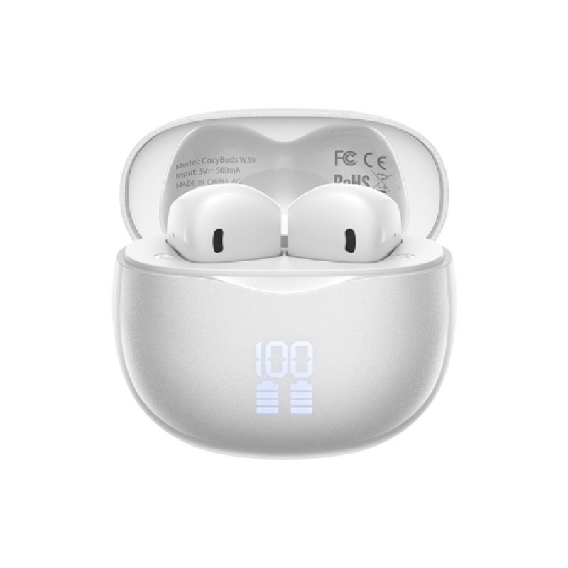 REMAX W39 Stereo Digital Display Wireless Bluetooth Earphone White REMAX W39 Stereo Digital Display Wireless Bluetooth Earphone White