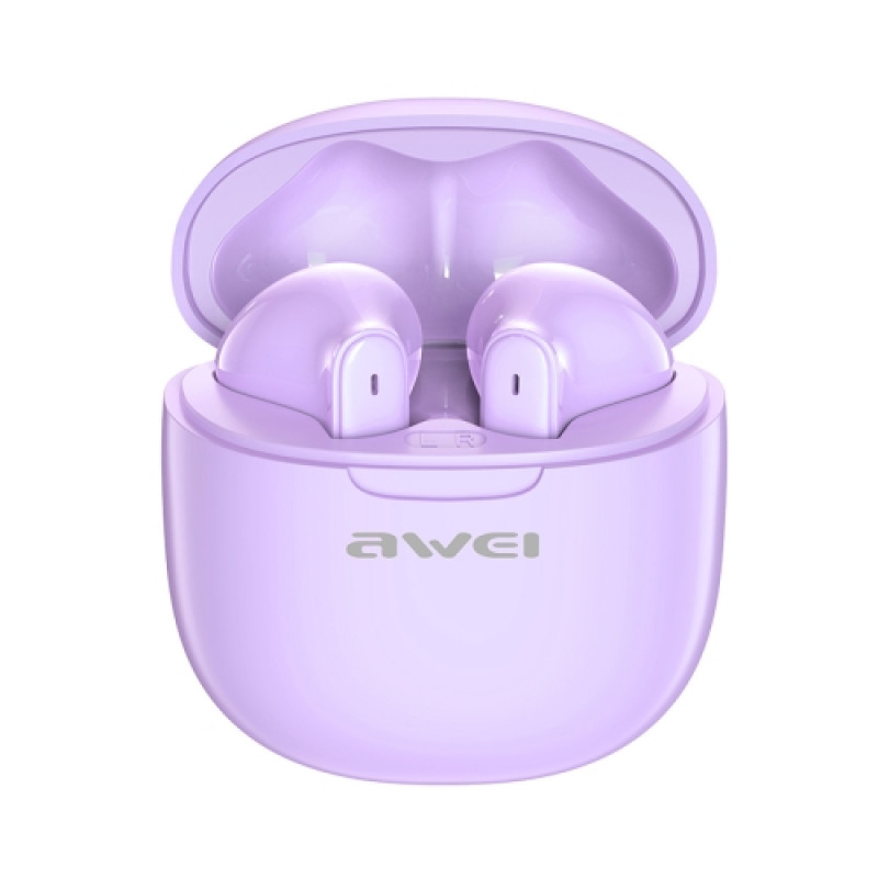 awei T68 ENC Noise Reduction Wireless Bluetooth Gaming Earphone Purple