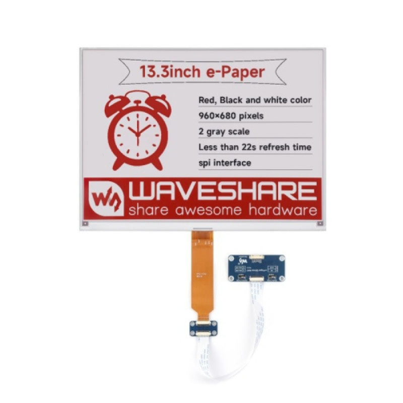 Waveshare 13 3inch 960 680 Pixels SPI Communication E Ink Display Spec Module Version